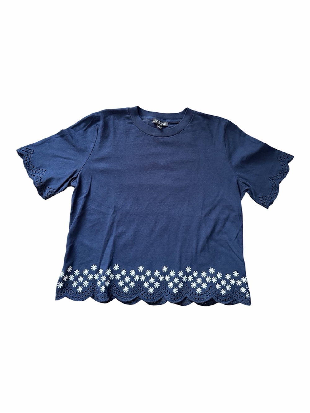 • J. Crew • Premium-weight relaxed scalloped T-shirt - Picture 2 of 6